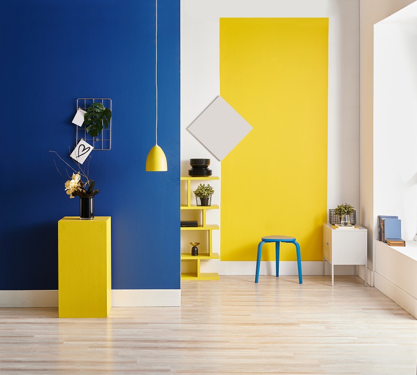 Yellow and blue wall background